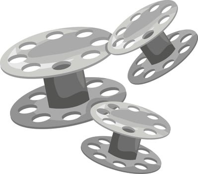 Three bobbins, illustration, vector on white background