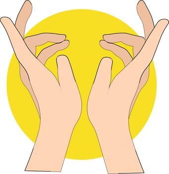 Two hands, illustration, vector on white background
