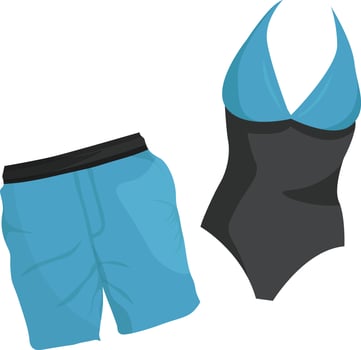 Blue swimsuits, illustration, vector on white background