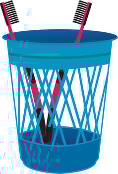 Toothbrush basket ,illustration, vector on white background.