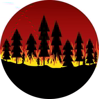 Forest on fire ,illustration, vector on white background.