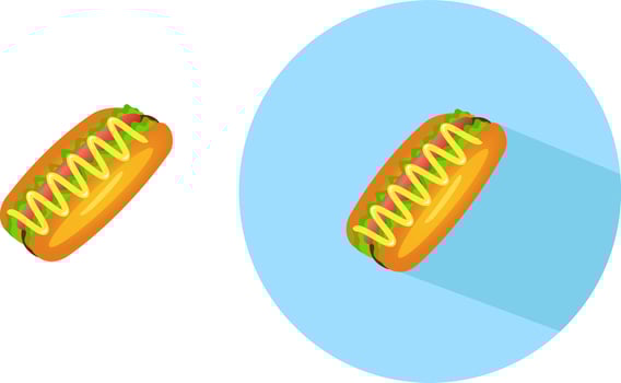Delicious hot dog ,illustration, vector on white background.