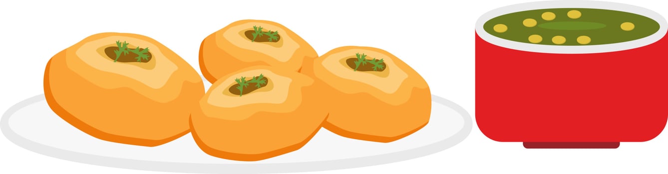 Tasty pani puri ,illustration, vector on white background.