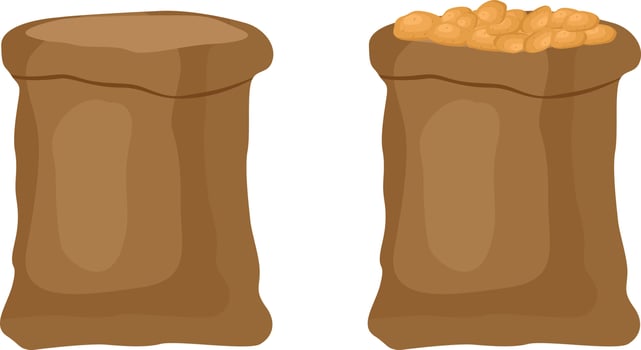Potato sack ,illustration, vector on white background.