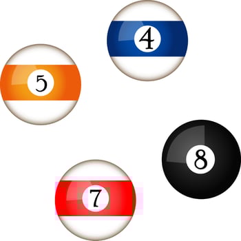 Pool balls ,illustration, vector on white background.