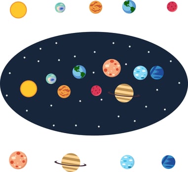 Solar system ,illustration, vector on white background.