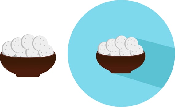Rasogulla dish ,illustration, vector on white background.