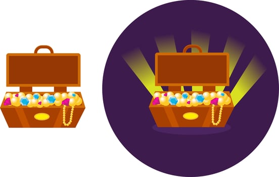 Box of treasure ,illustration, vector on white background.