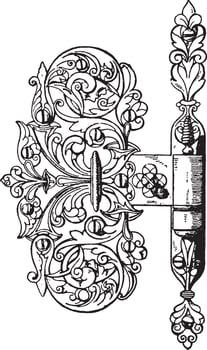 Door Hing, ball-bearing ,  vintage engraving. vector