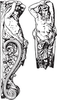 Modern Atlante Console, fashion,  vintage engraving. vector