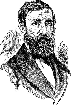 Henry David Thoreau, vintage illustration vector