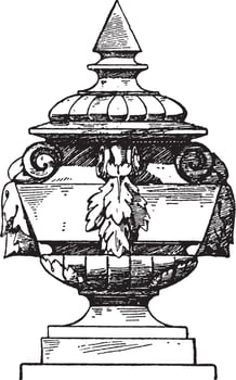 Finial Modern French Vase or doorposts,  vintage engraving. vector