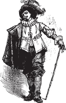 men's clothing were replaced by a brief period, vintage engraving. vector