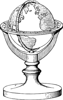 Terrestrial Globe or  artificial sphere,  vintage engraving. vector