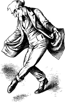 Man Dancing, partying with celebrities,  vintage engraving. vector