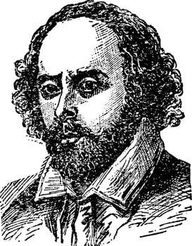 William Shakespeare, vintage illustration vector