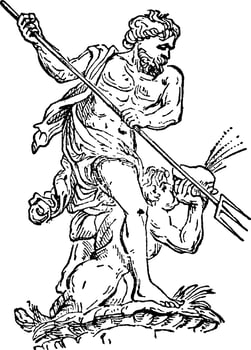 Poseidon vintage illustration. vector