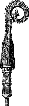 Pastoral Staff vintage illustration. vector