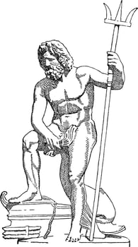 Poseidon vintage illustration. vector