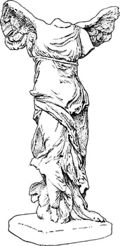 Nike Samothrace vintage illustration. vector