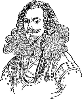 George Villiers, vintage illustration vector