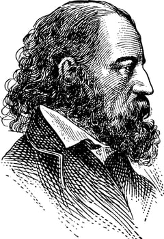 Alfred Tennyson, vintage illustration vector