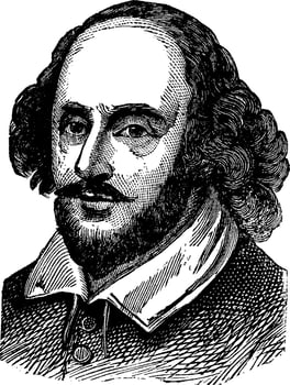 William Shakespeare, vintage illustration vector