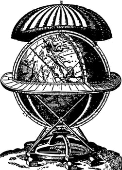 Globe of Copernicus, vintage illustration vector