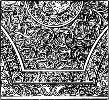 Spandrel, moulding,  vintage engraving. vector