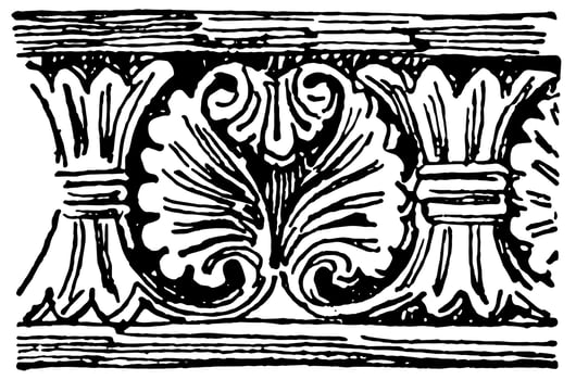 Romanesque Motive, beginning date,  vintage engraving. vector