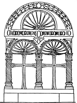 Sarchophagus or  Ravenna, Italy,  vintage engraving. vector