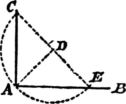 Construction Of A Perpendicular, vintage illustration. vector