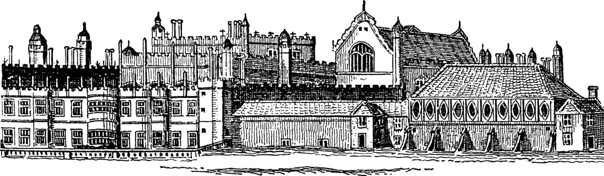 Hampton Court Palace, vintage illustration. vector