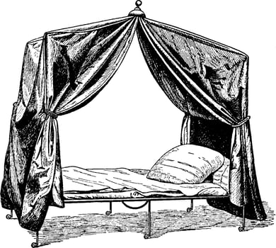 Napoleon's Camp Bed, vintage illustration. vector