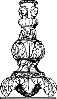 Roman Candelabrum Shaft, vintage illustration. vector