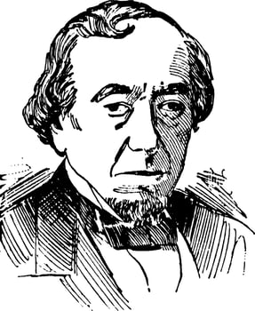 Benjamin Disraeli British Statesman  1804-1881, vintage illustration. vector