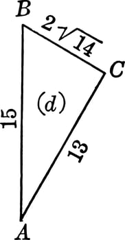 Right Triangle with leg 13 and hypotenuse 15
 vintage illustration. vector