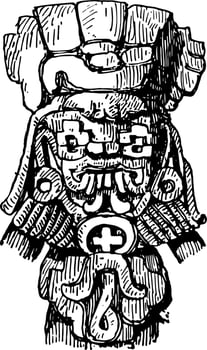Mexican Terra-Cotta Head vintage illustration vector
