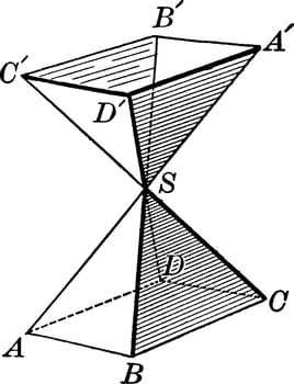 Two Symmetrical Polyhedral Angle, vintage illustration. vector