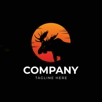 moose deer with sunset logo template vector icon illustration