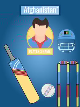 Country Afghanistan Cricket Icons Set vector