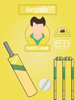 Country Australia Cricket Icons Set vector