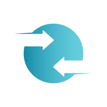 vector illustration of arrows facing a circle.