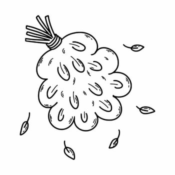 Birch broom for bath. Vector doodle illustration.