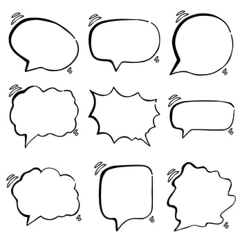 Hand drawn doodle blank speech bubble set vector