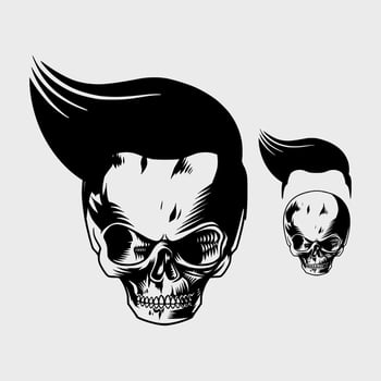 little skull head with cool hair vector