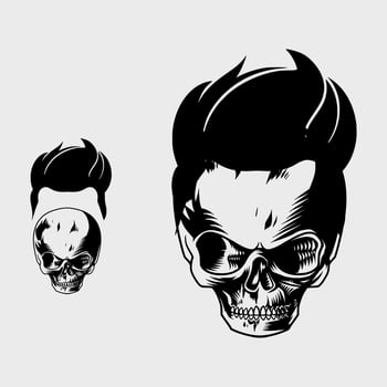 little skull head with cool and charming hair vector
