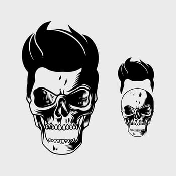 skull head with cool hairstyle vector