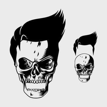 black and white skull head image vector