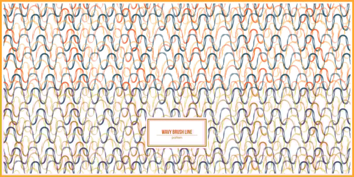 colorful brush line pattern with wavy style vector